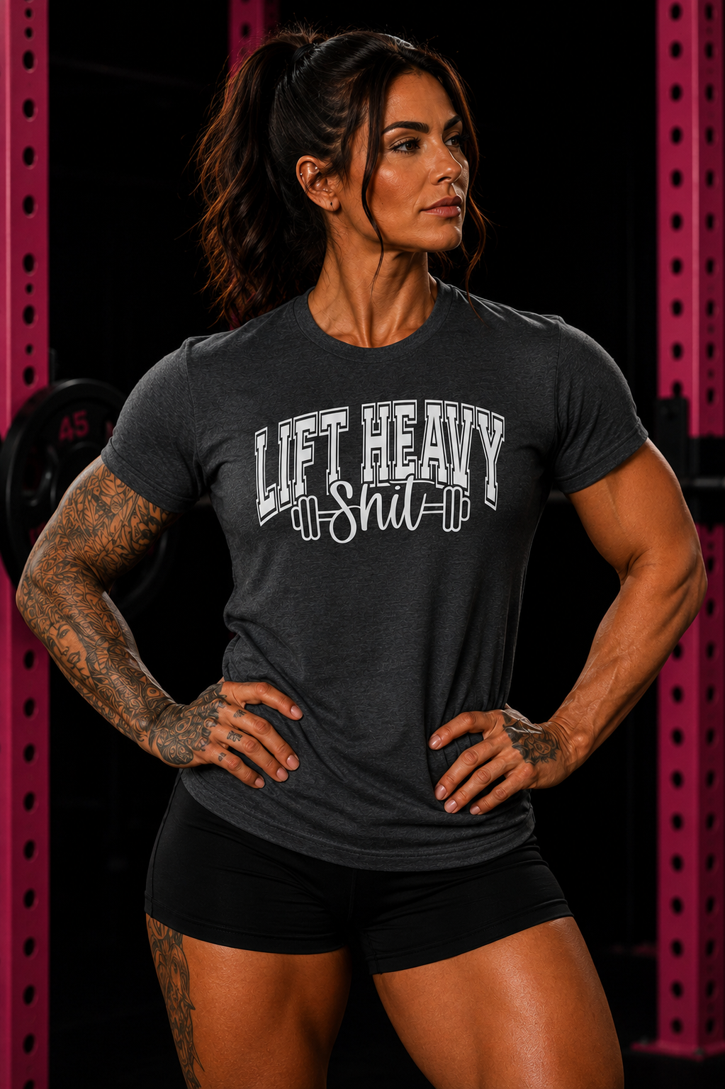 Lift Heavy Shit  - Unisex Softstyle T-Shirt - White Print on Front Plain Back