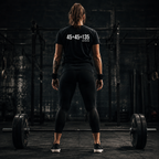 45 + 45 = 135 – Women’s Softstyle Tee | White Logo, Front & Back