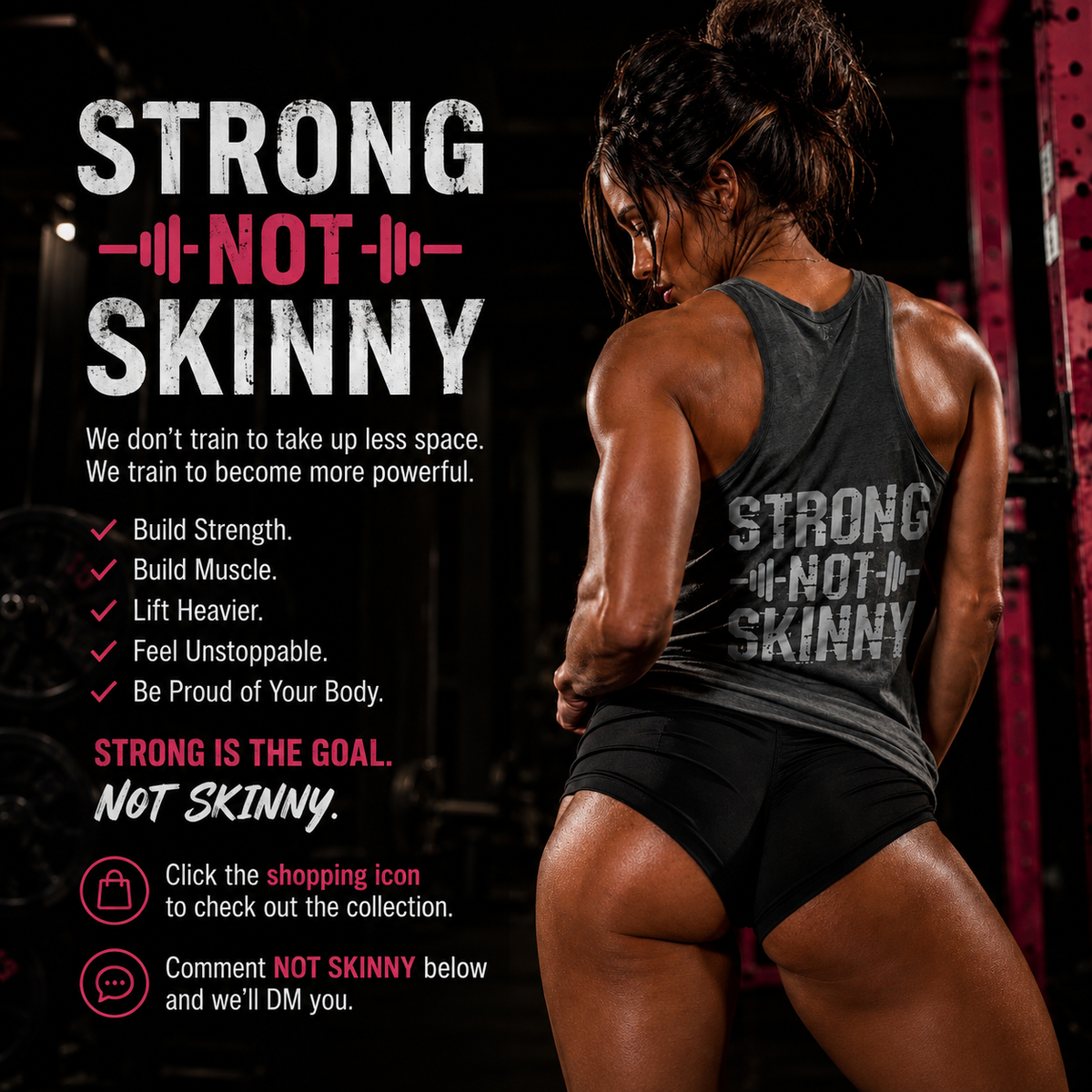Strong Not Skinny – Women’s Racerback Tank | Front & Back Logo