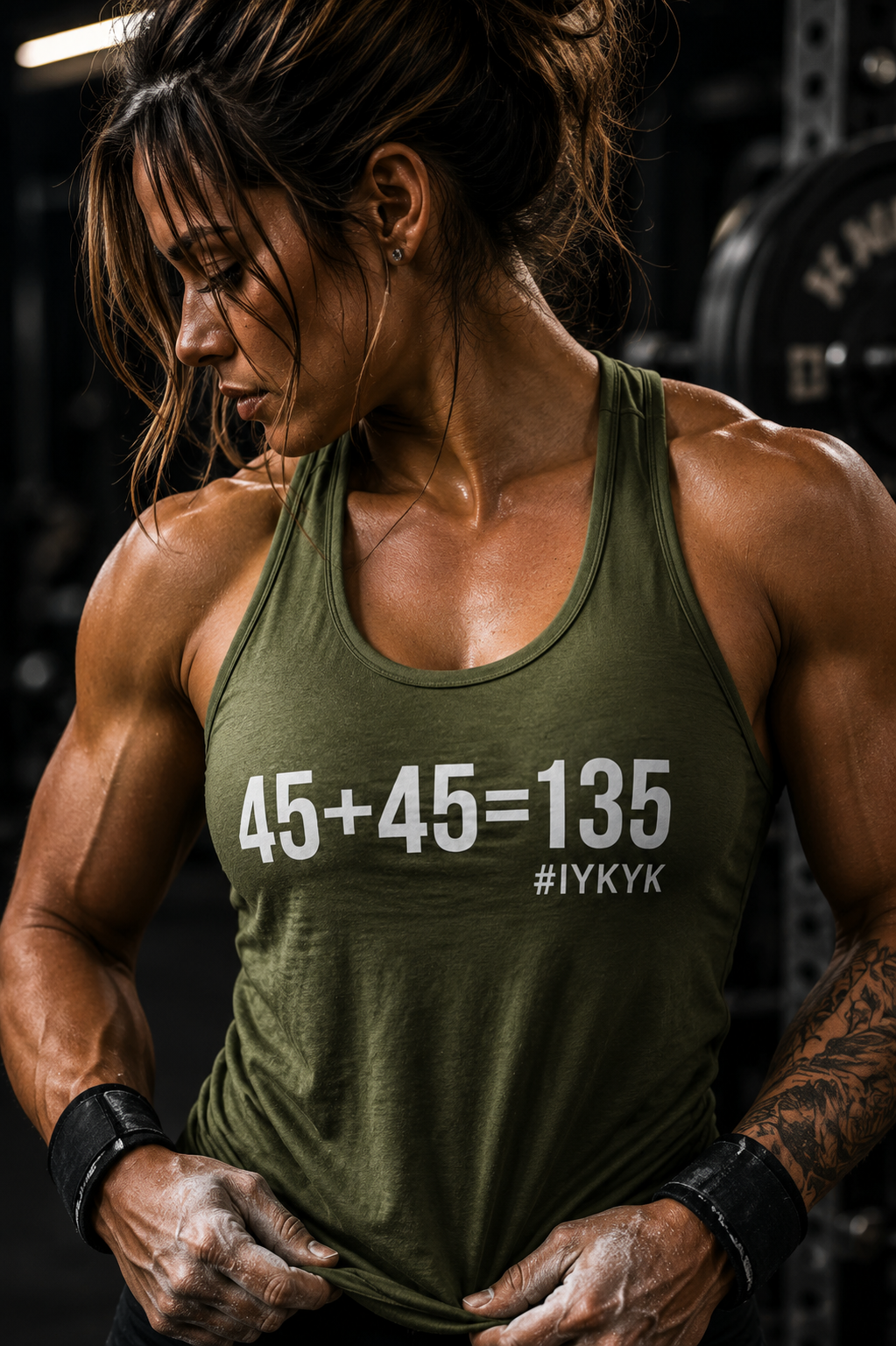 45 + 45 = 135 - Women's Ideal Racerback Tank - White Print Front & Back