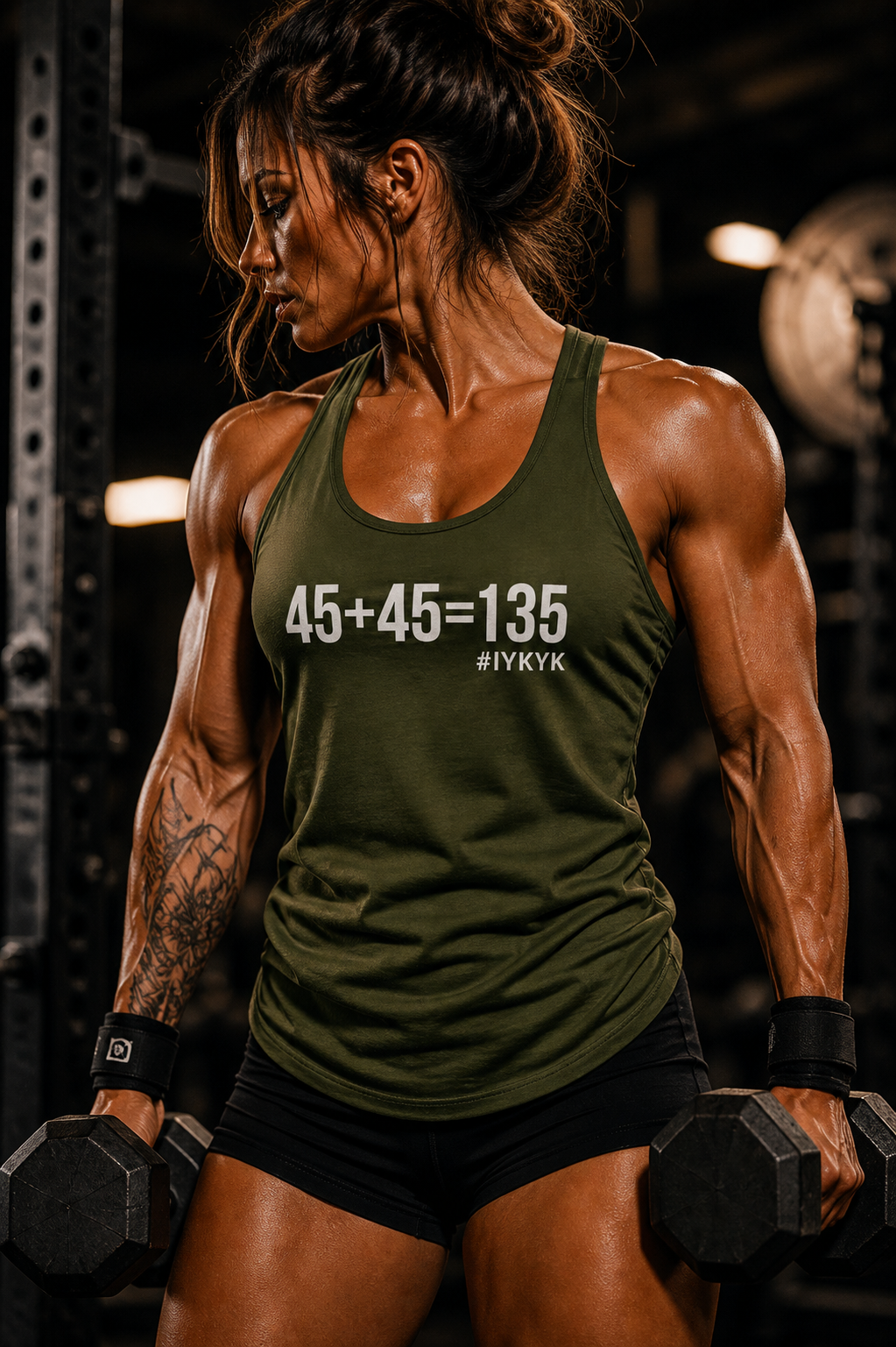 45 + 45 = 135 - Women's Ideal Racerback Tank - White Print Front & Back