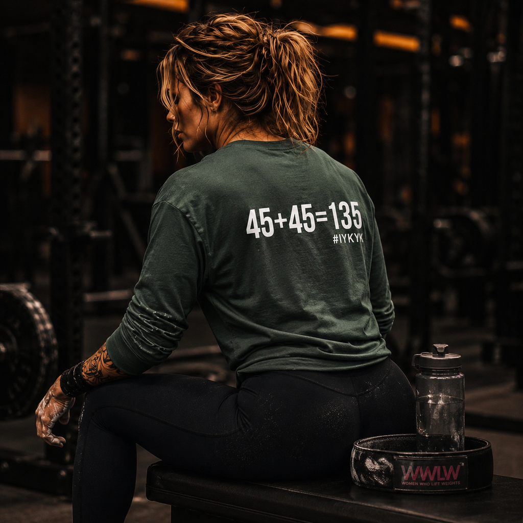 45 + 45 = 135 - Unisex Classic Long Sleeve T-Shirt - White Print on Front & Back