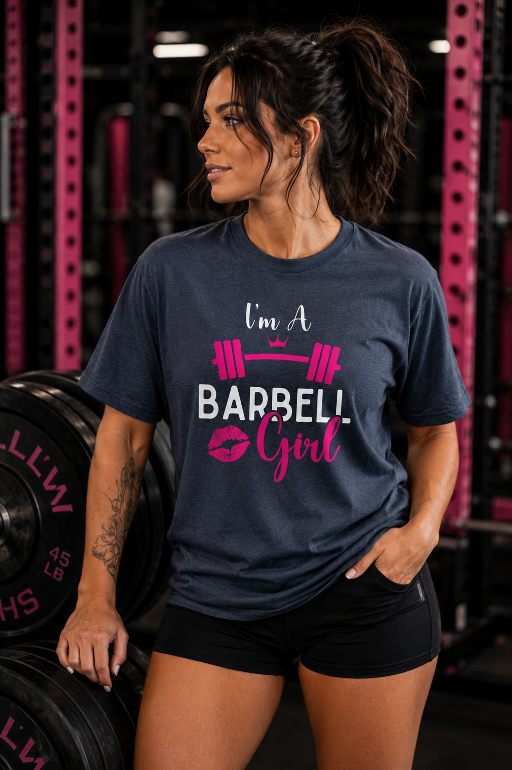 I'm A Barbell Girl Unisex Soft-Style Tee  Front Logo Plain Back