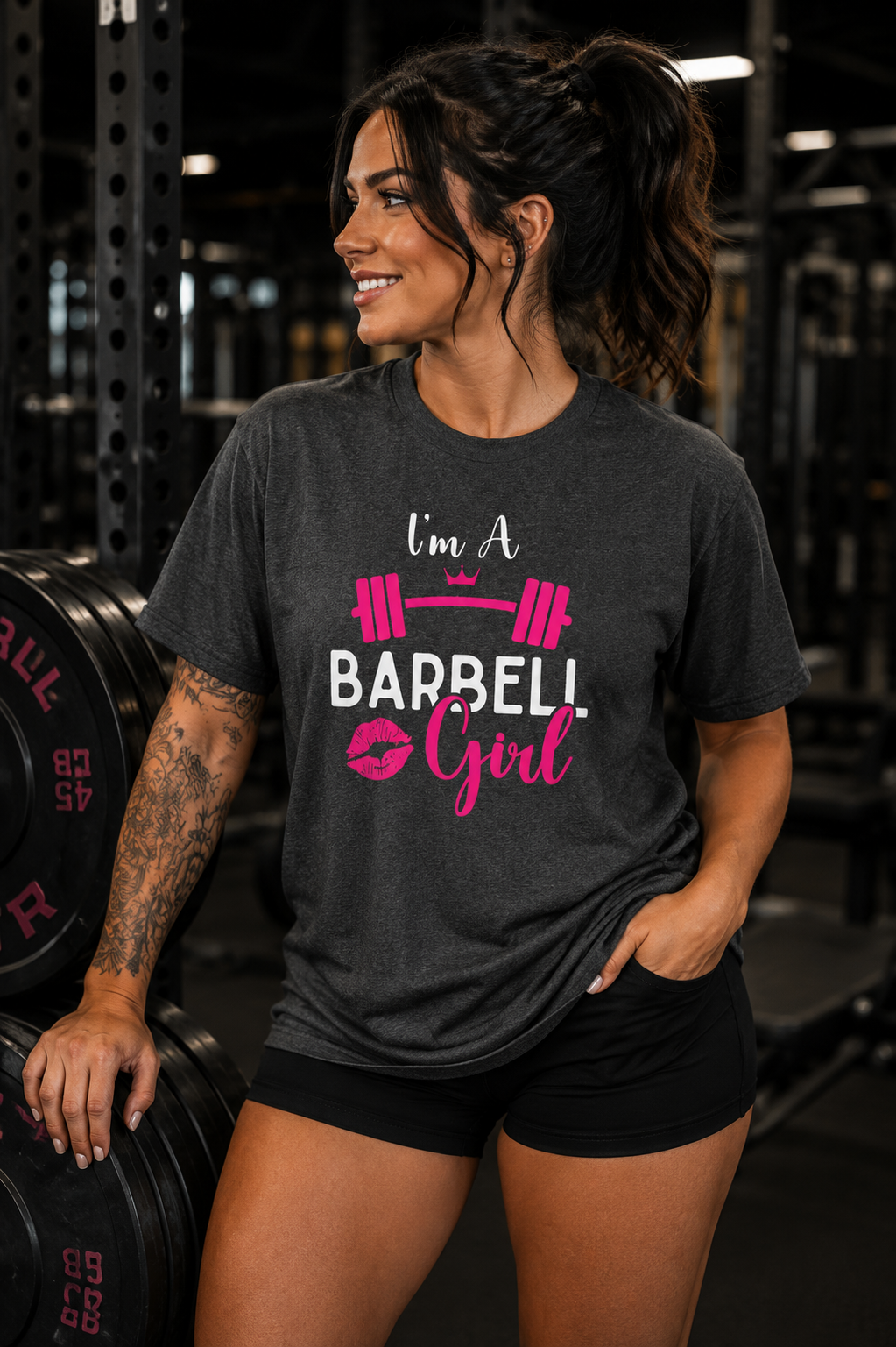 I'm A Barbell Girl Unisex Soft-Style Tee  Front Logo Plain Back