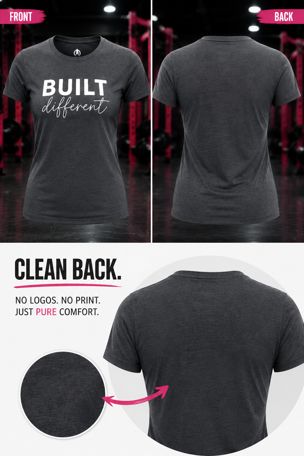 Built Different - Women's Softstyle Tee - White Logo Plain Back