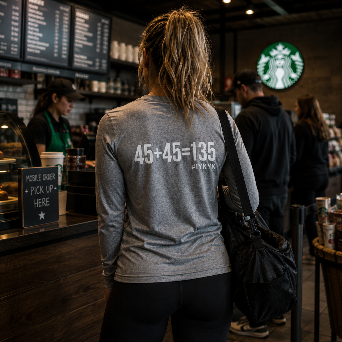 45 + 45 = 135 - Unisex Classic Long Sleeve T-Shirt - White Print on Front & Back
