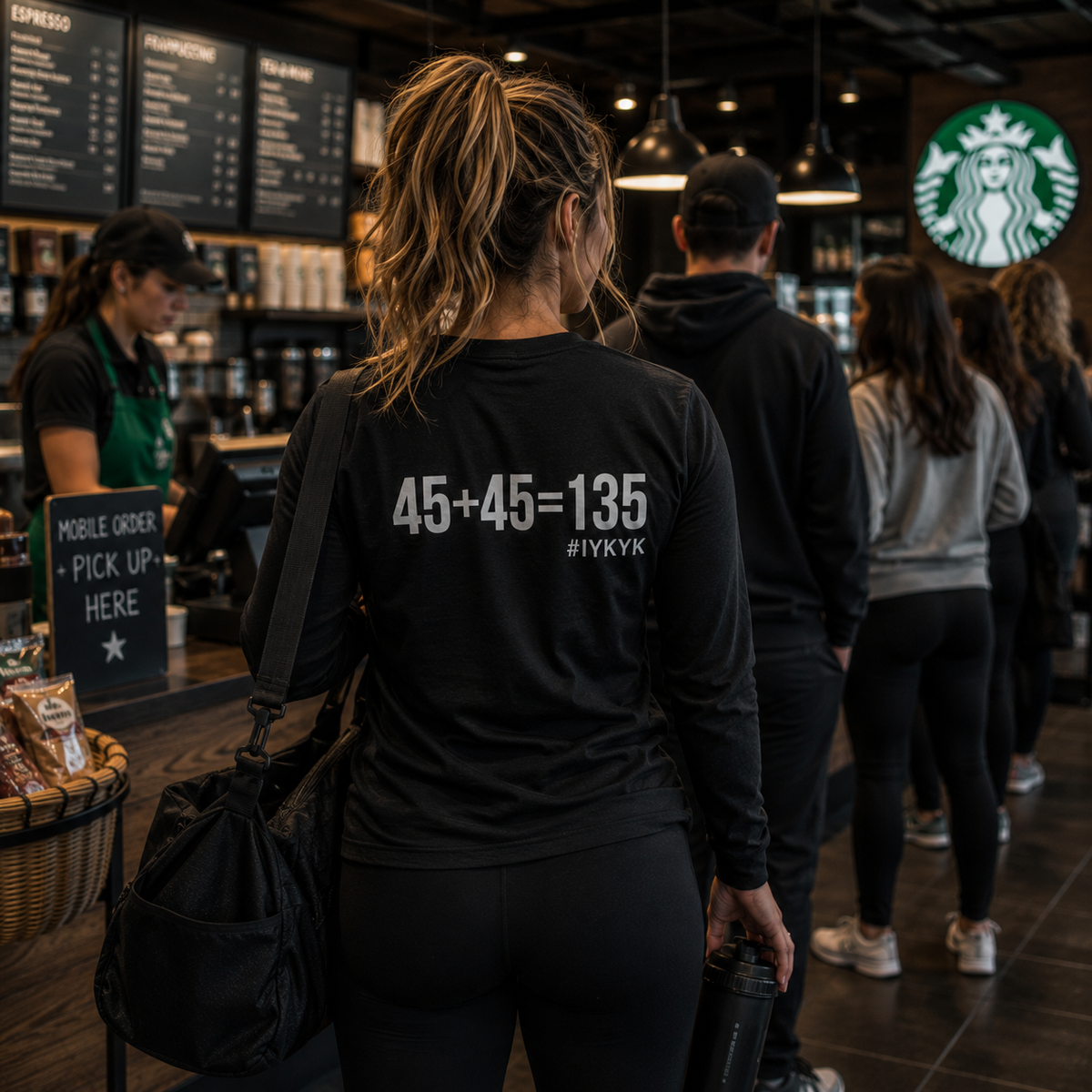 45 + 45 = 135 - Unisex Classic Long Sleeve T-Shirt - White Print on Front & Back