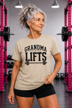 Grandma Lifts -  Unisex Softstyle T-Shirt — Front Black Logo