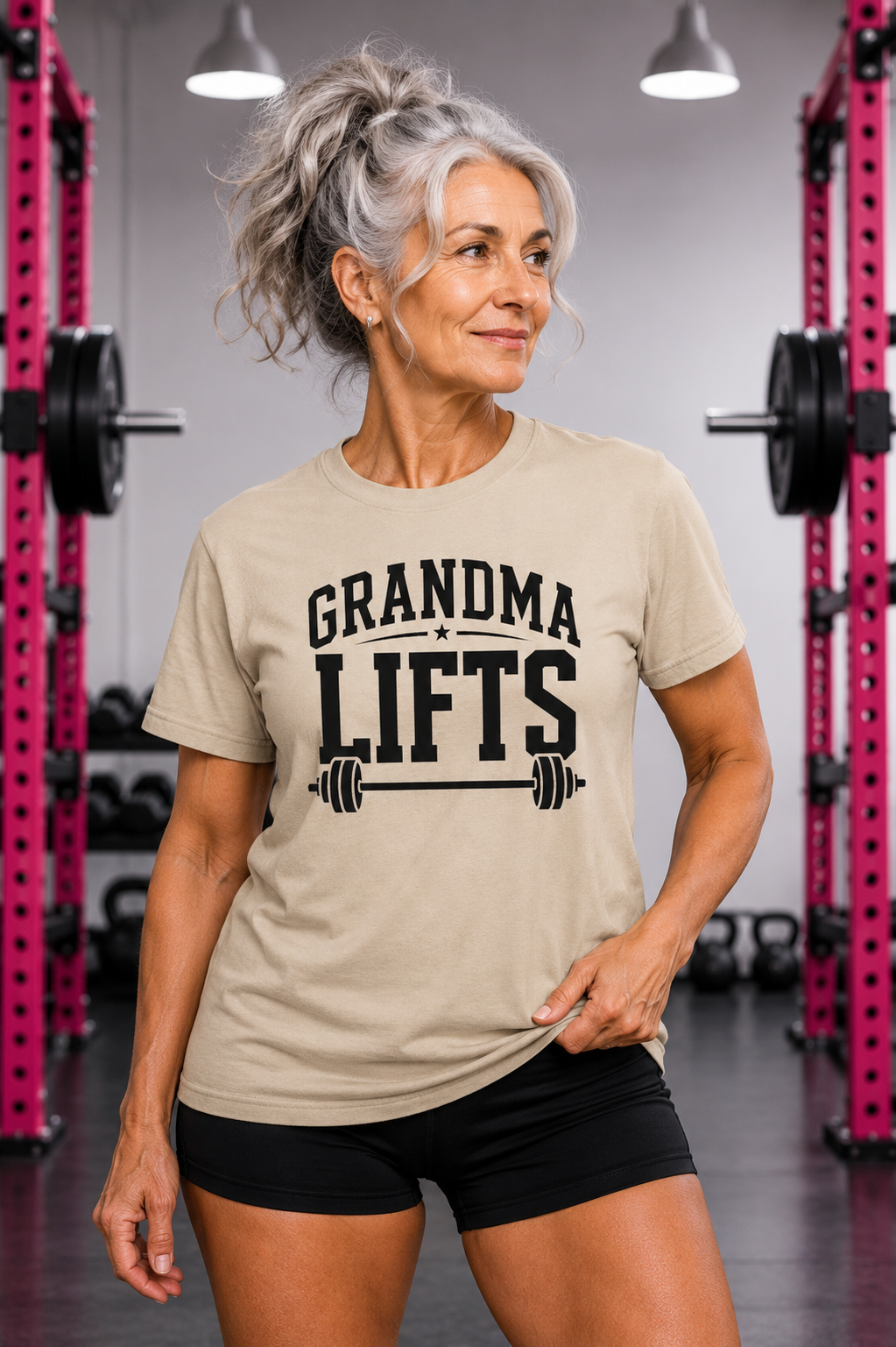 Grandma Lifts -  Unisex Softstyle T-Shirt — Front Black Logo