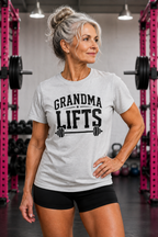 Grandma Lifts -  Unisex Softstyle T-Shirt — Front Black Logo