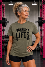 Grandma Lifts -  Unisex Softstyle T-Shirt — Front Black Logo
