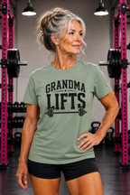 Grandma Lifts -  Unisex Softstyle T-Shirt — Front Black Logo