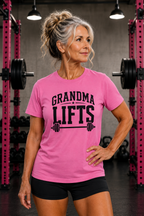 Grandma Lifts -  Unisex Softstyle T-Shirt — Front Black Logo