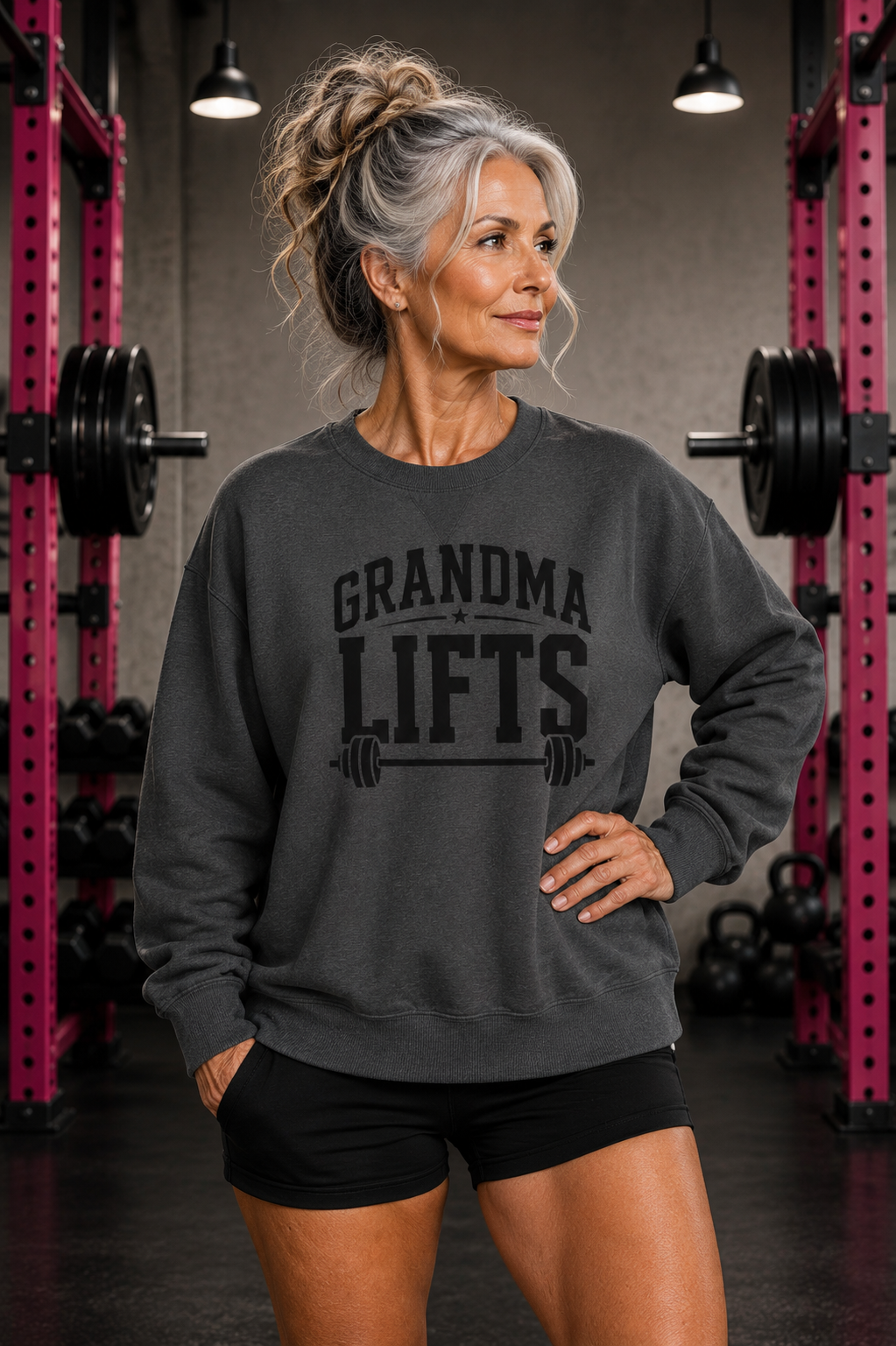 Grandma Lifts - Crewneck Sweatshirt — Front Black Logo