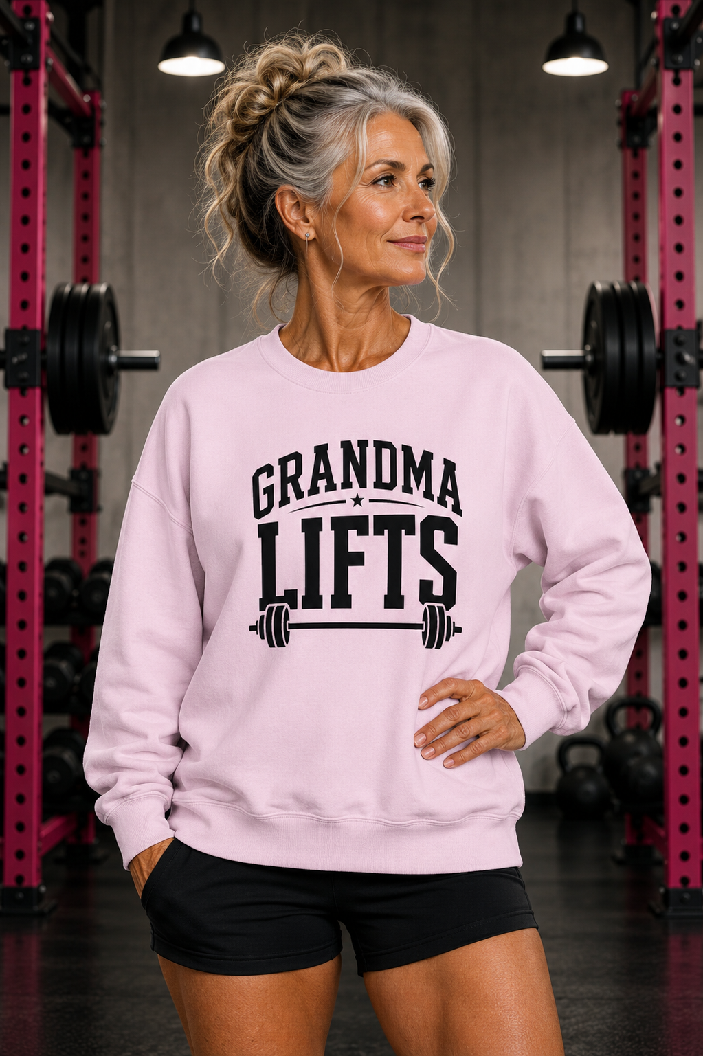 Grandma Lifts - Crewneck Sweatshirt — Front Black Logo