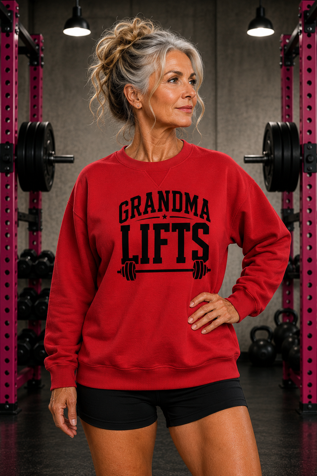 Grandma Lifts - Crewneck Sweatshirt — Front Black Logo