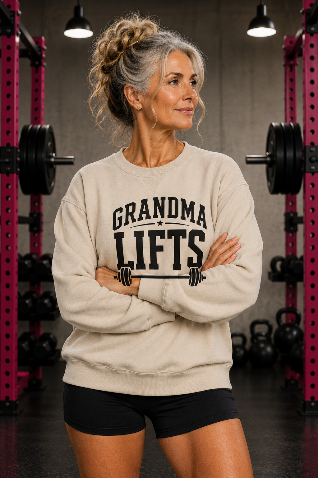Grandma Lifts - Crewneck Sweatshirt — Front Black Logo