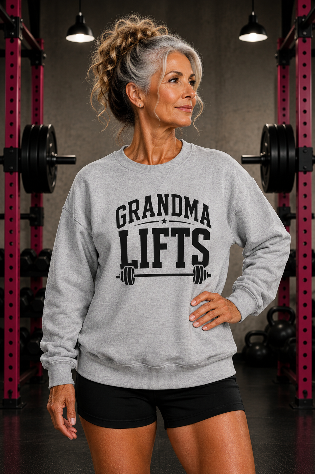 Grandma Lifts - Crewneck Sweatshirt — Front Black Logo