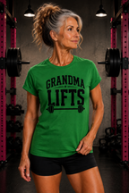 Grandma Lifts - Women's Softstyle Tee - Front Black Logo