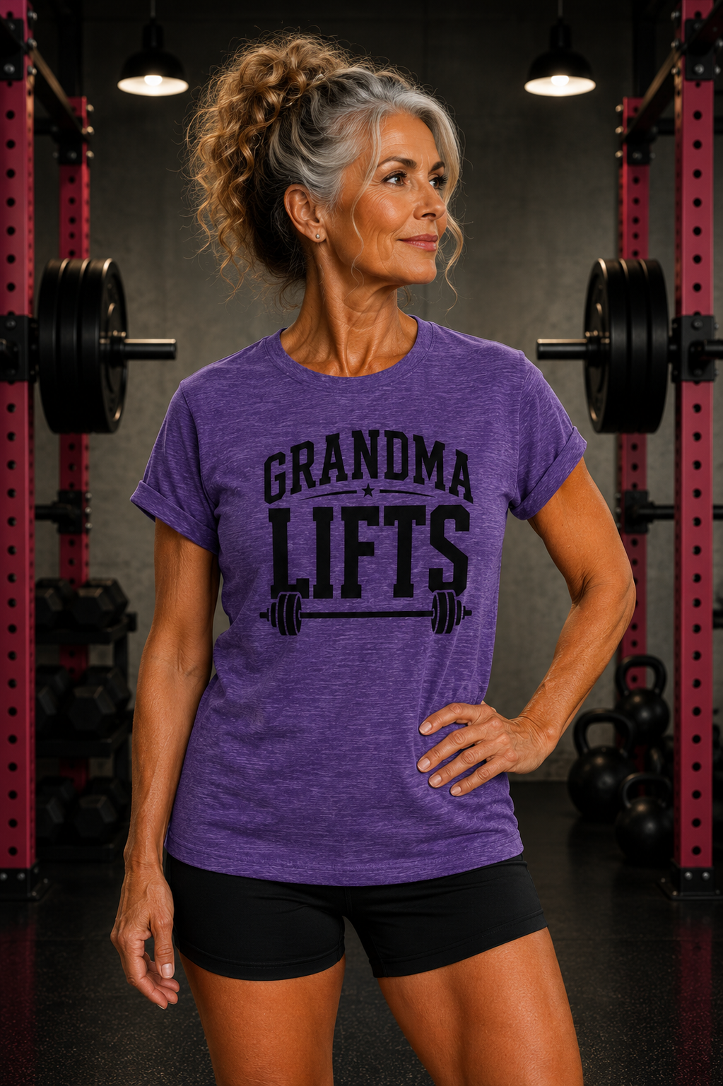 Grandma Lifts t - Women's Softstyle Tee - Front Black Logo