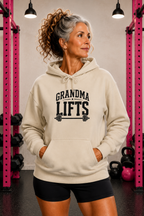 Grandma Lifts - Unisex Heavy Blend™ Hooded Sweatshirt - Black Logo Front - Plain Back