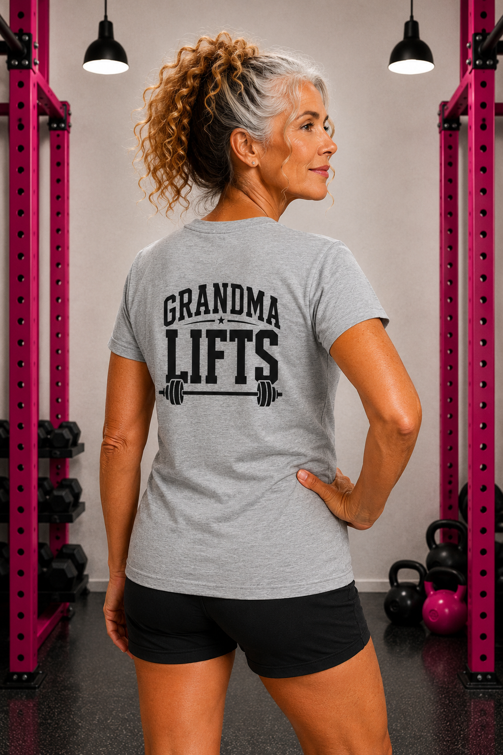 Grandma Lifts - Women's Softstyle Tee - White Logo Front & Back