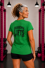 Grandma Lifts - Women's Softstyle Tee - White Logo Front & Back