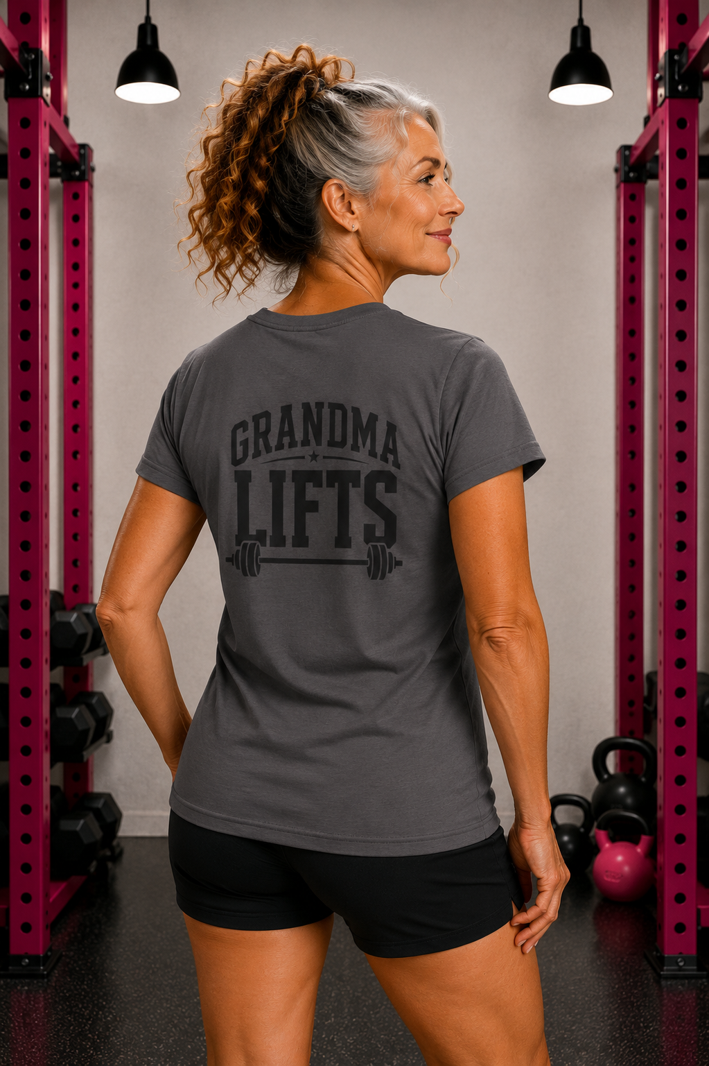 Grandma Lifts - Women's Softstyle Tee - White Logo Front & Back