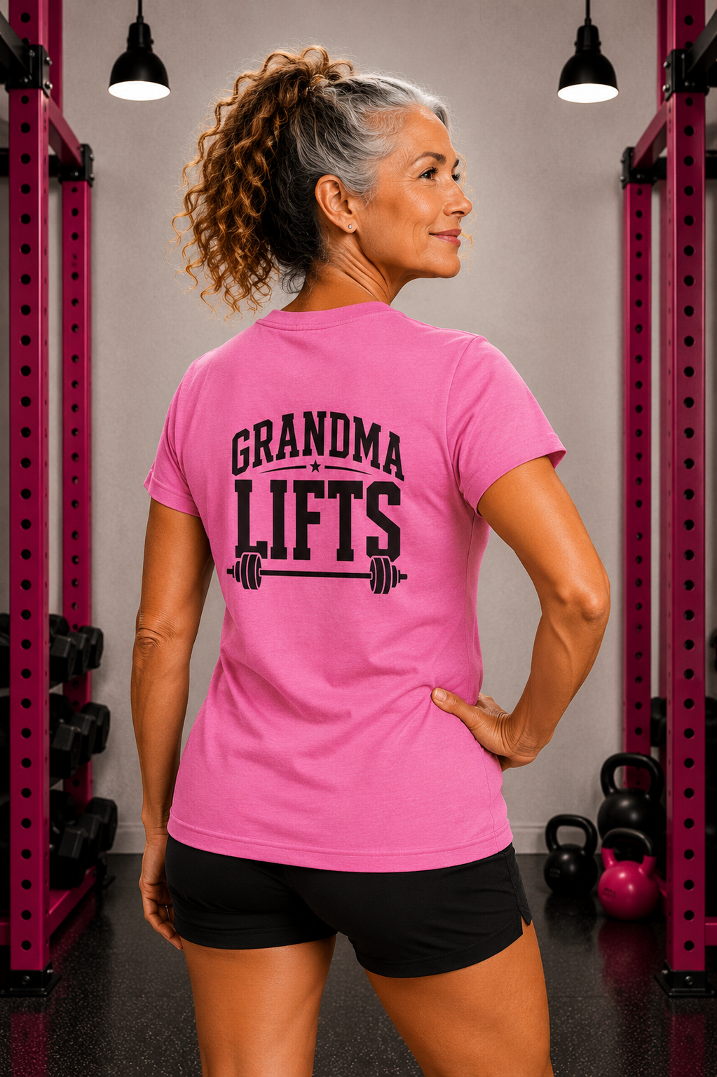 Grandma Lifts - Women's Softstyle Tee - White Logo Front & Back