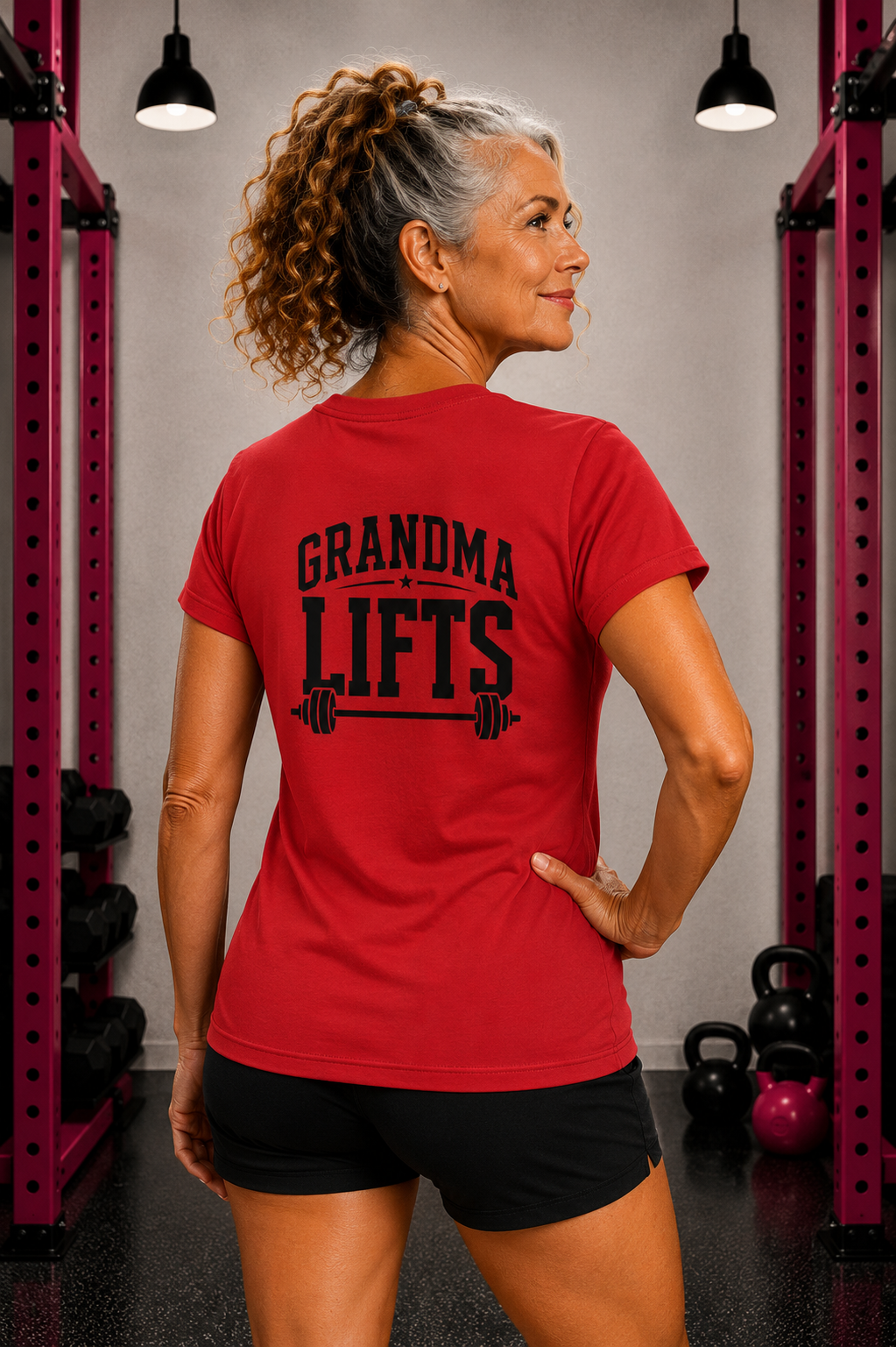 Grandma Lifts - Women's Softstyle Tee - White Logo Front & Back