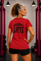 Grandma Lifts - Women's Softstyle Tee - White Logo Front & Back