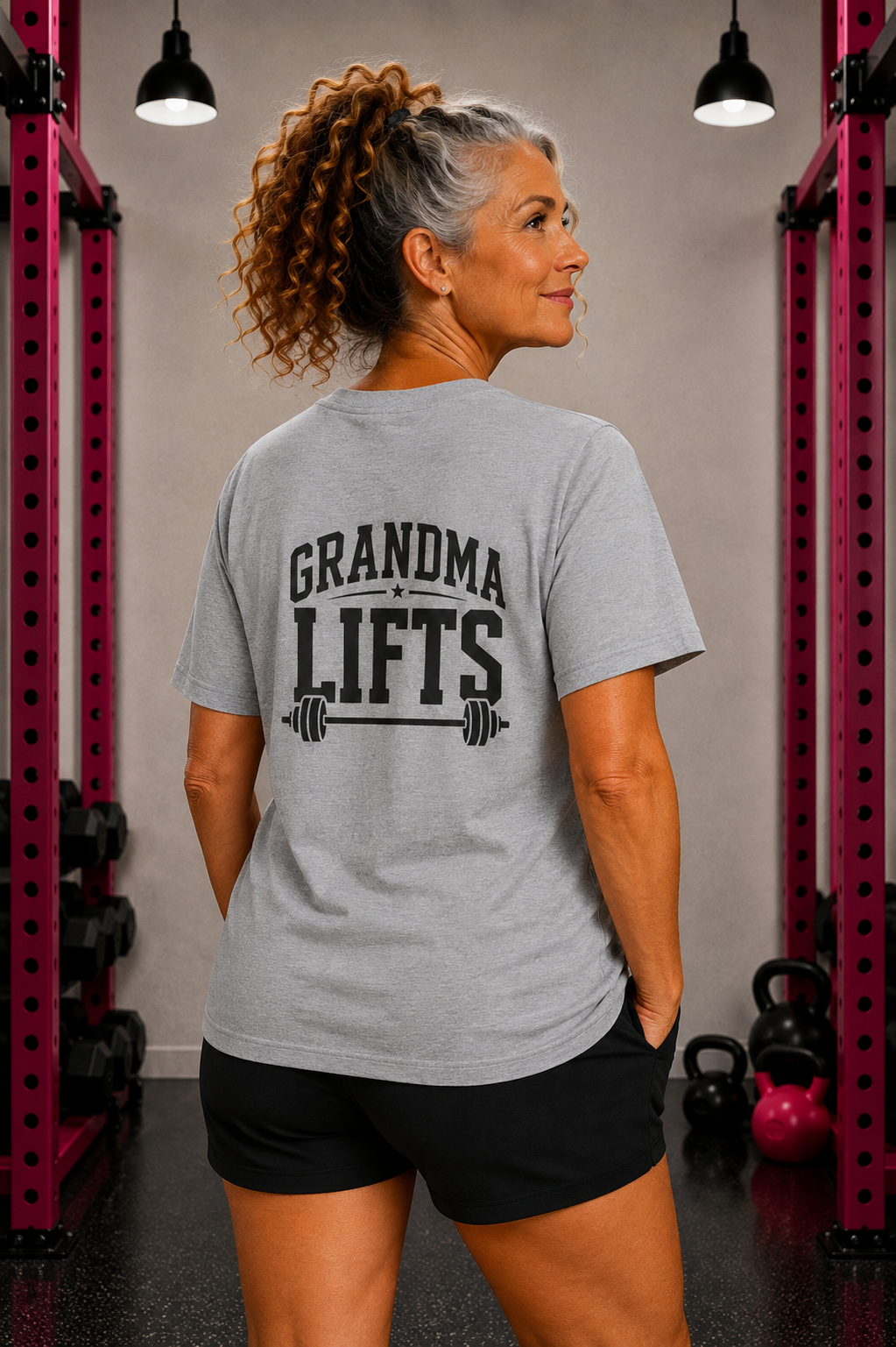 Grandma Lifts -  Unisex Softstyle T-Shirt — Front & Back Black Logo