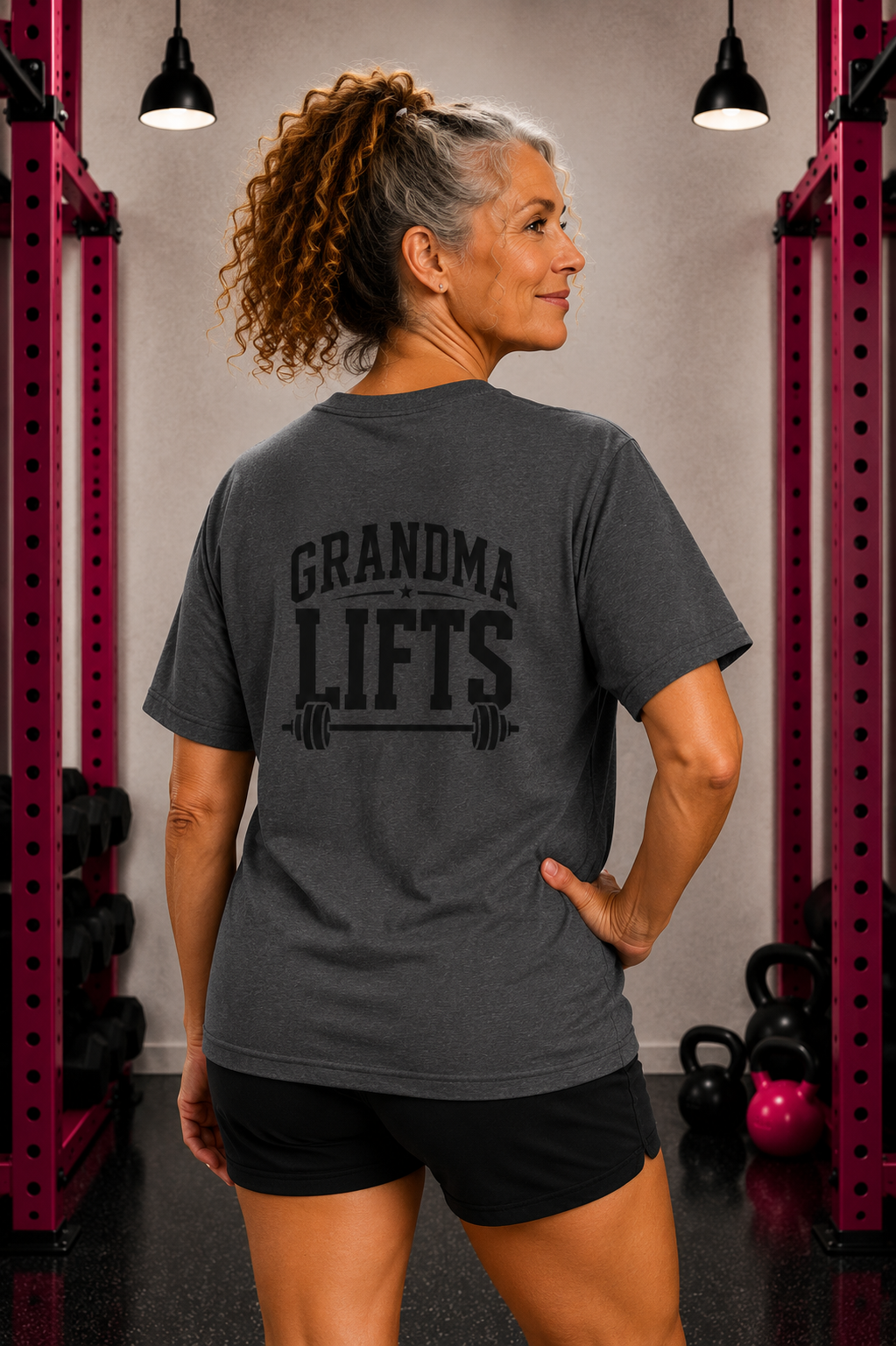Grandma Lifts -  Unisex Softstyle T-Shirt — Front & Back Black Logo