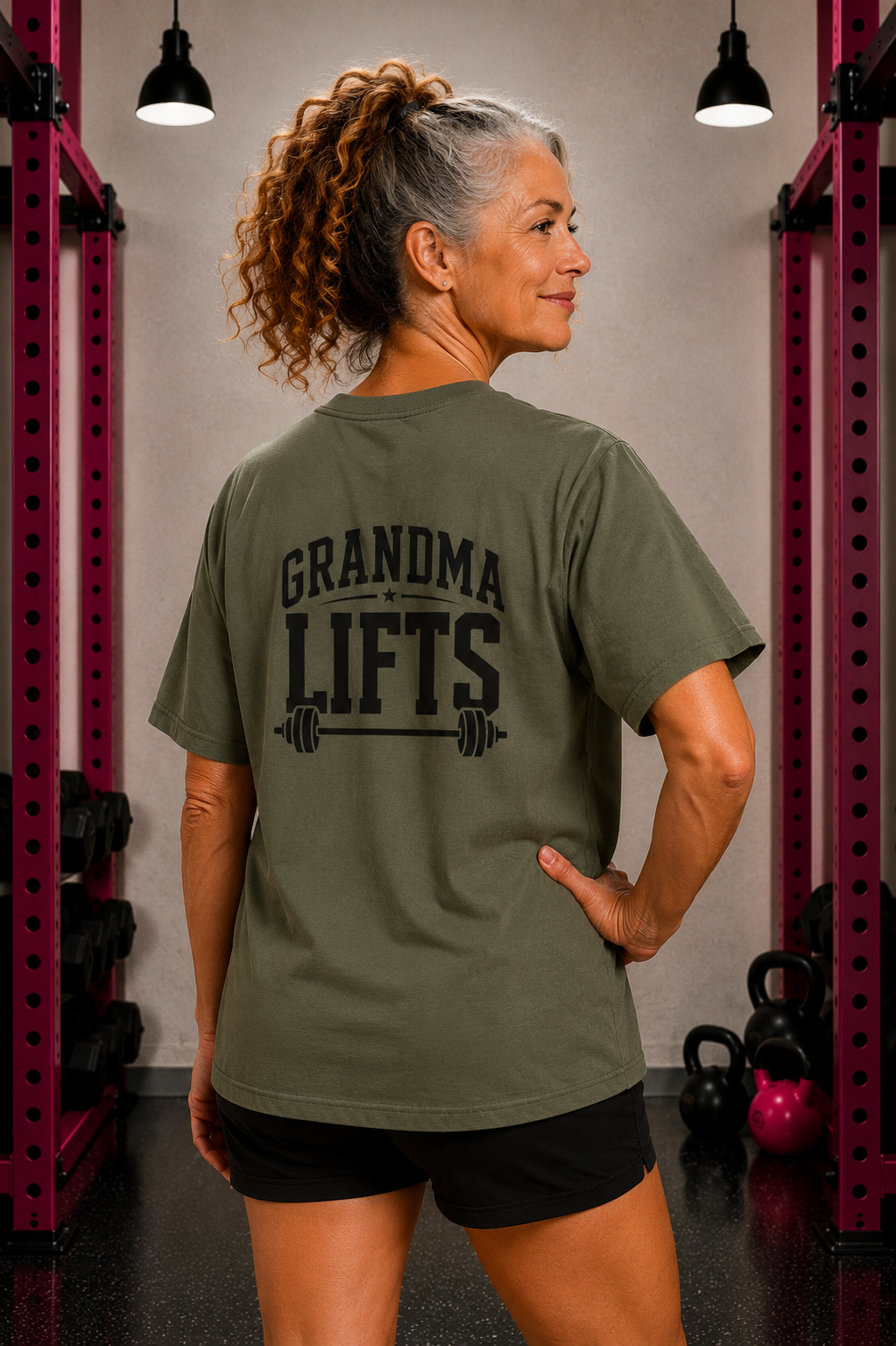 Grandma Lifts -  Unisex Softstyle T-Shirt — Front & Back Black Logo