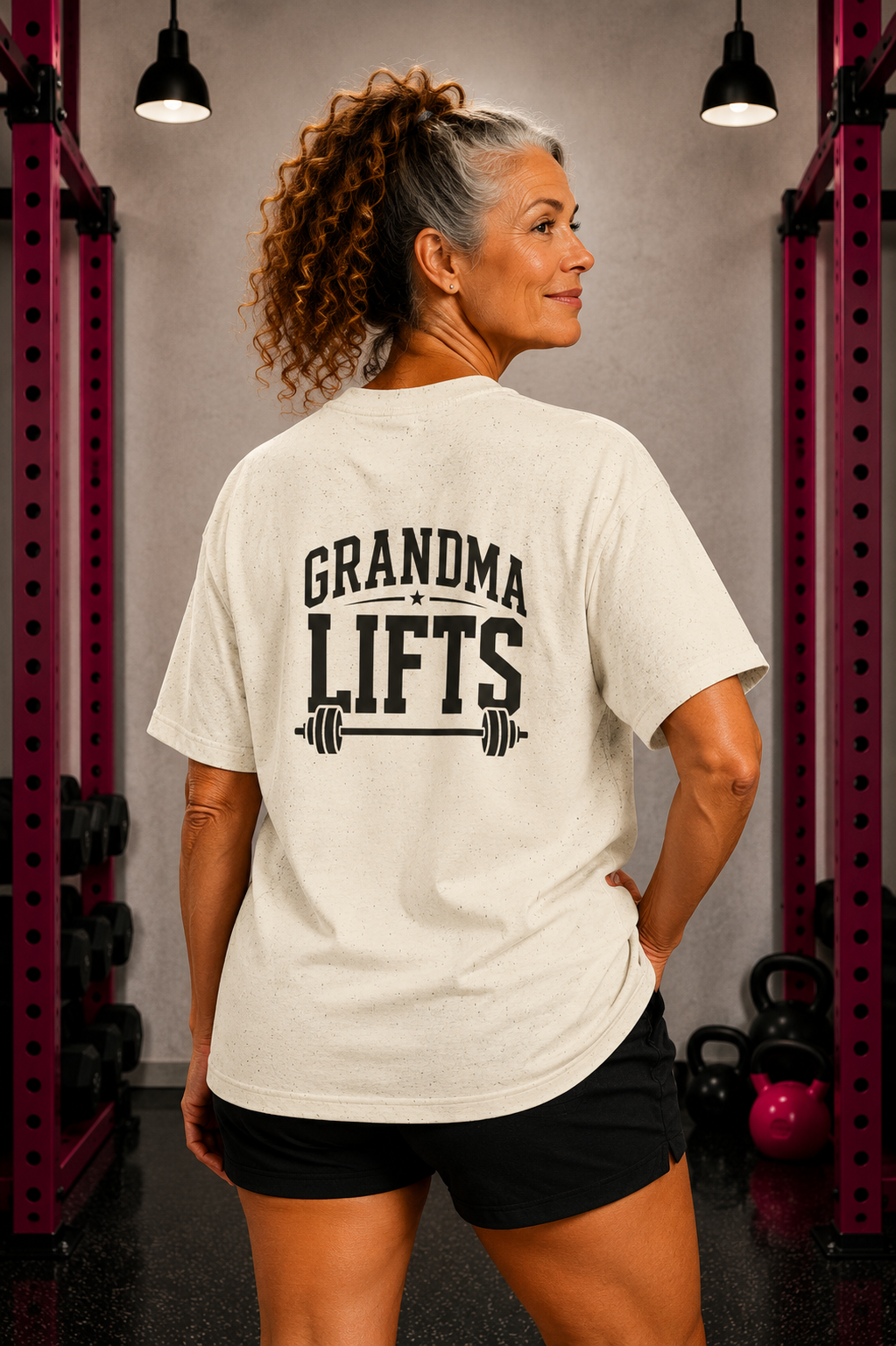 Grandma Lifts -  Unisex Softstyle T-Shirt — Front & Back Black Logo
