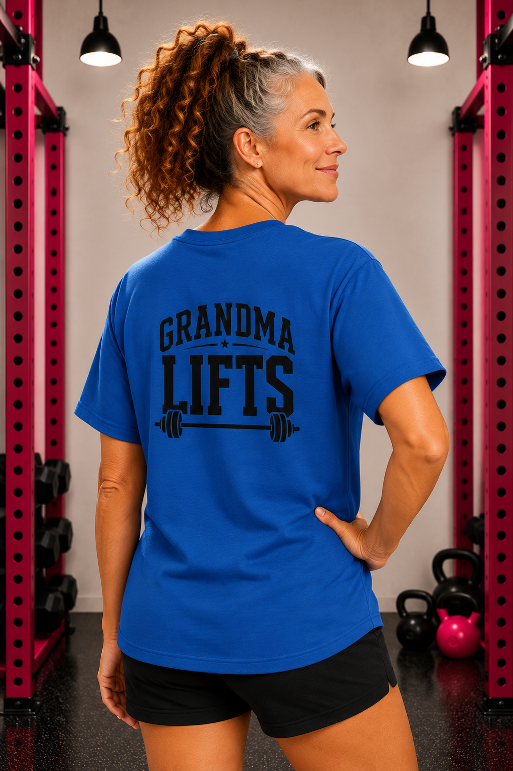 Grandma Lifts -  Unisex Softstyle T-Shirt — Front & Back Black Logo