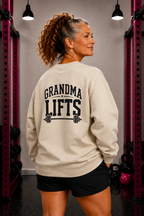 Grandma Lifts - Crewneck Sweatshirt — Front & Back Black Logo
