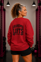 Grandma Lifts - Crewneck Sweatshirt — Front & Back Black Logo