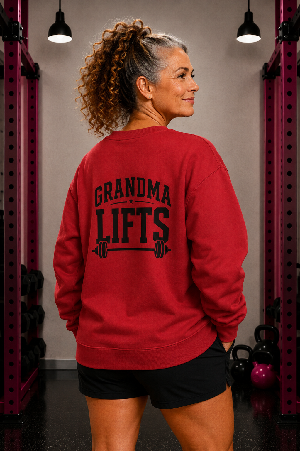 Grandma Lifts - Crewneck Sweatshirt — Front & Back Black Logo