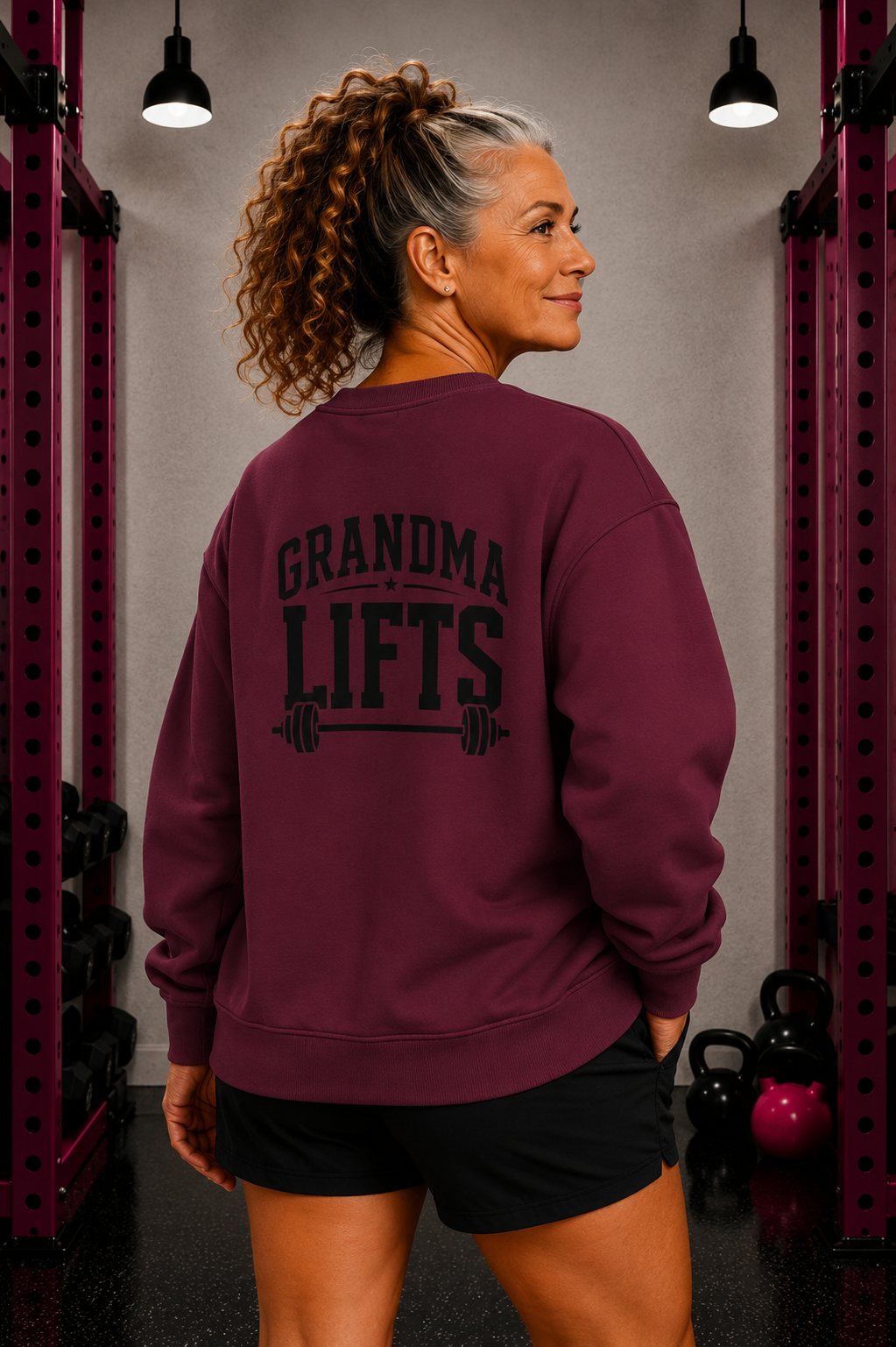 Grandma Lifts - Crewneck Sweatshirt — Front & Back Black Logo