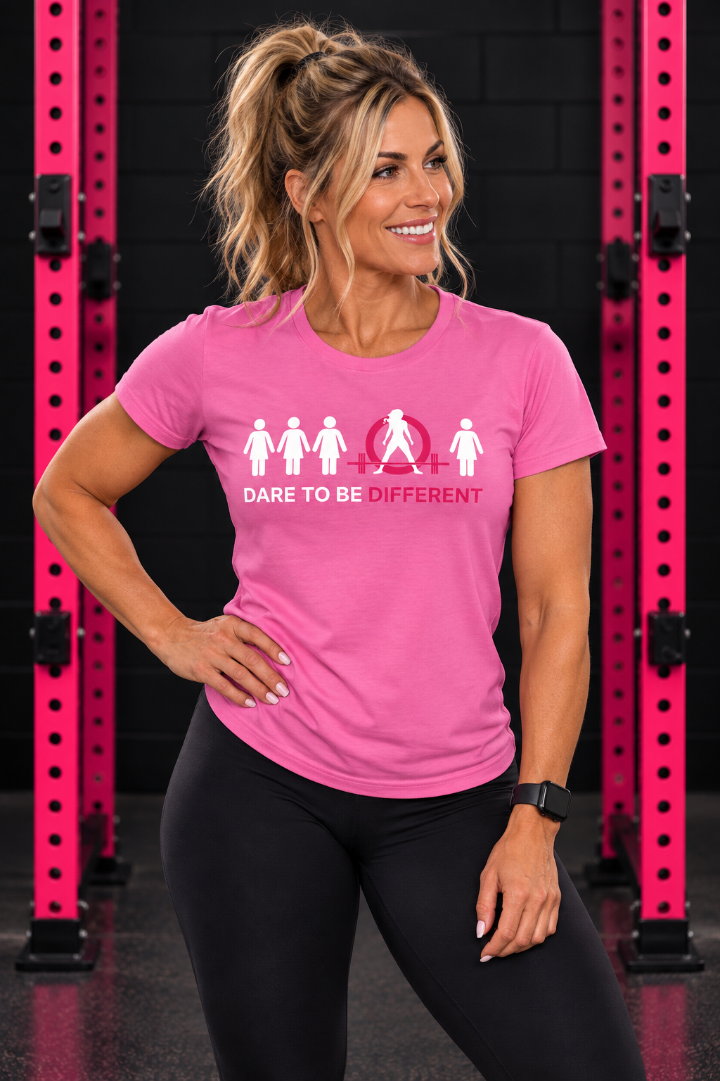 Dare To Be Different - Deadlift - Women's Softstyle Tee - Logo on Front - Plain Back