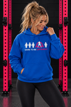 Dare To Be Different - Deadlift - Unisex Heavy Blend Hooded Sweatshirt - White Print on Front & Arm