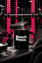 Bench Press. - Black Mug, 15oz