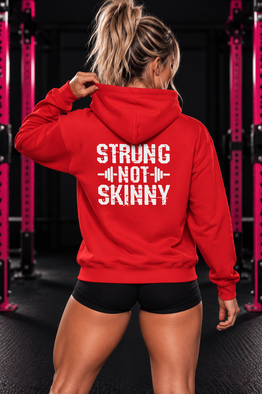 Strong Not Skinny – Unisex Hoodie | Distressed White Logo