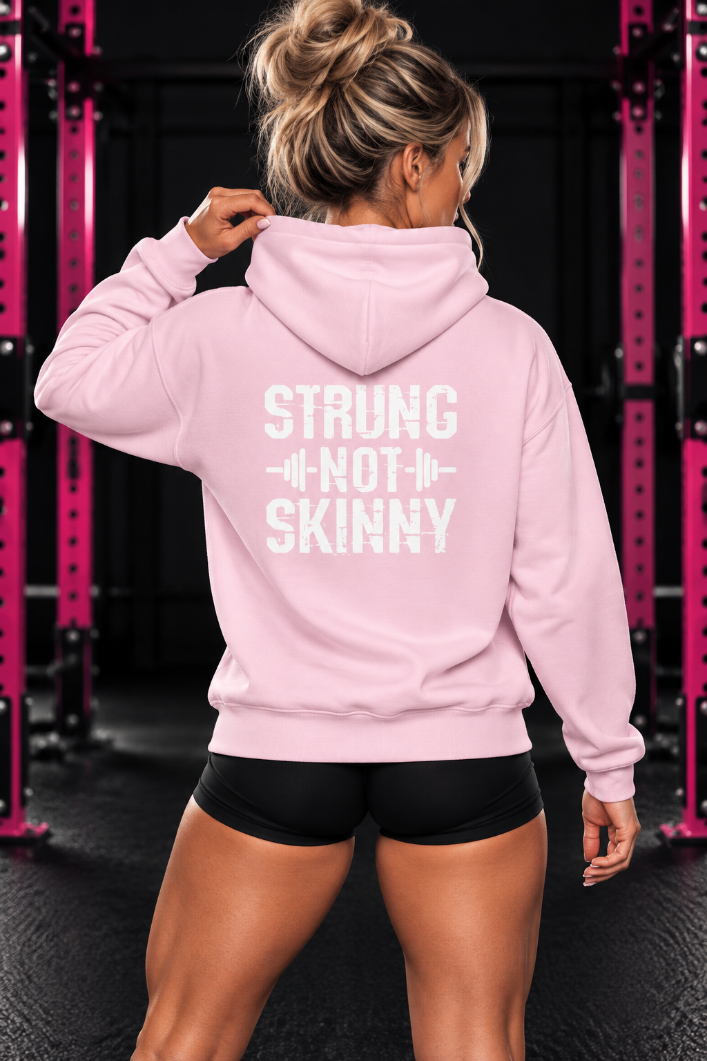 Strong Not Skinny – Unisex Hoodie | Distressed White Logo