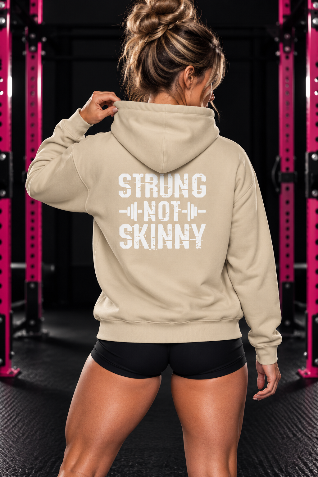Strong Not Skinny – Unisex Hoodie | Distressed White Logo