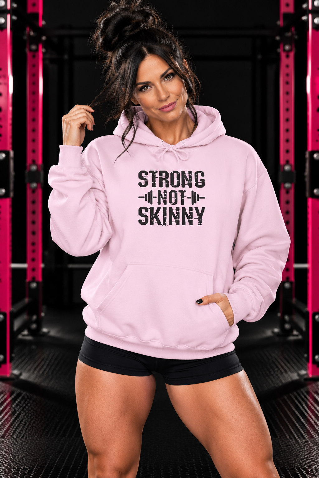 Strong Not Skinny - Unisex Heavy Blend Hooded Sweatshirt - Black Front Logo Plain Back