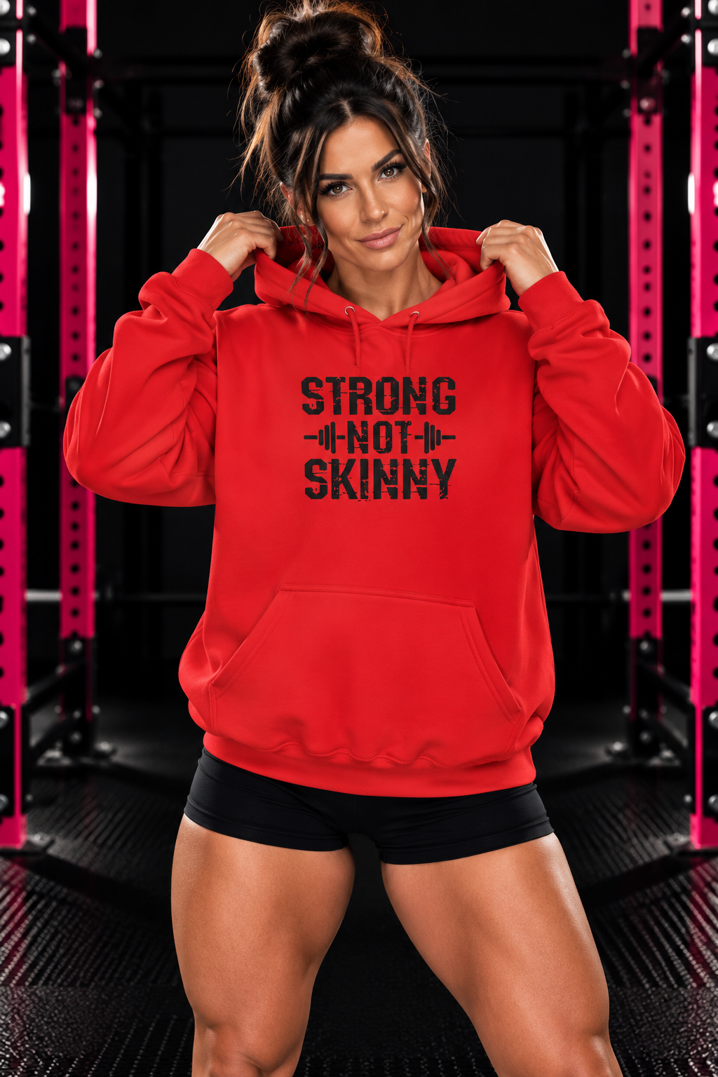 Strong Not Skinny - Unisex Heavy Blend Hooded Sweatshirt - Black Front Logo Plain Back