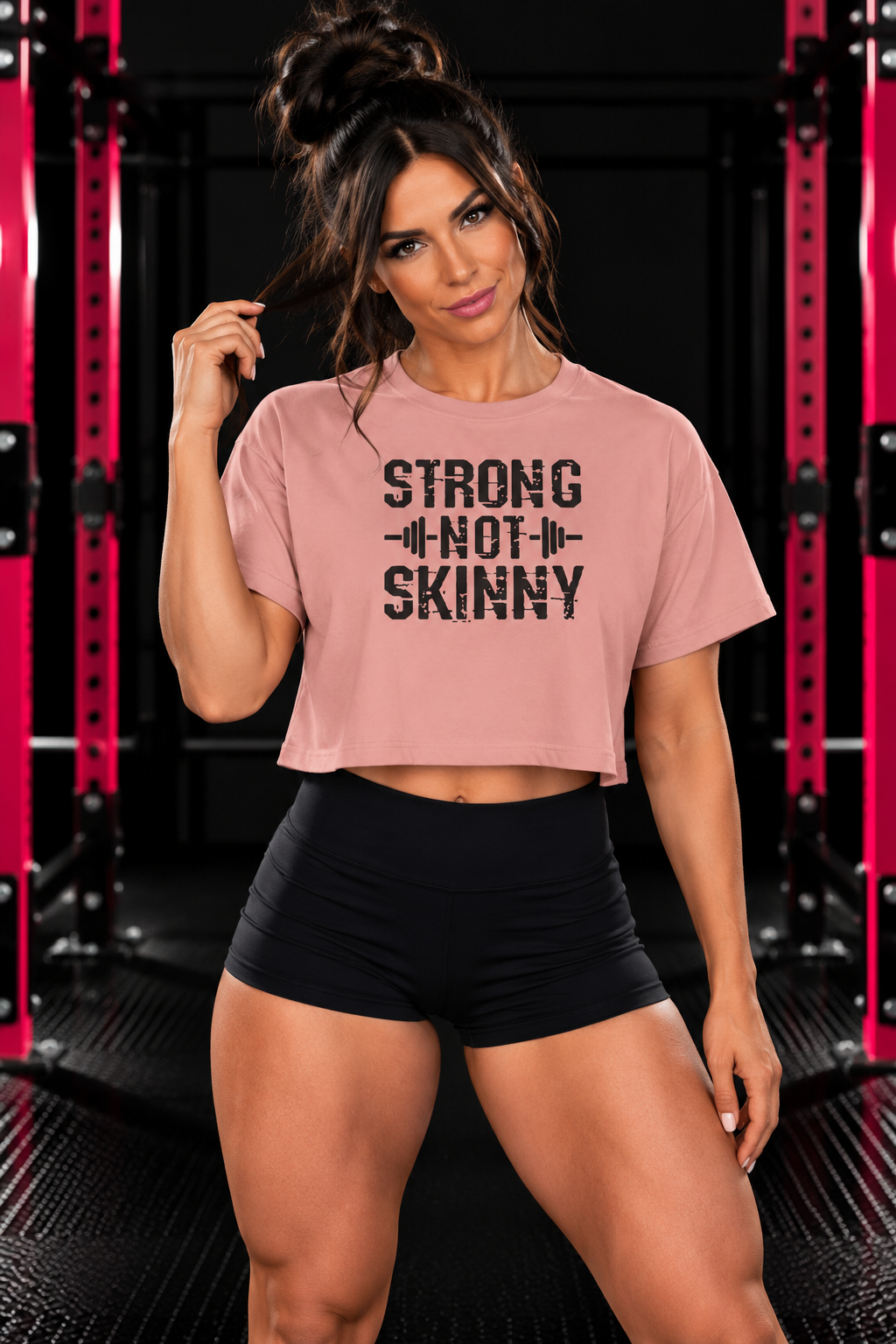 Strong Not Skinny - Women's Boxy Tee - Black Logo Front & Back