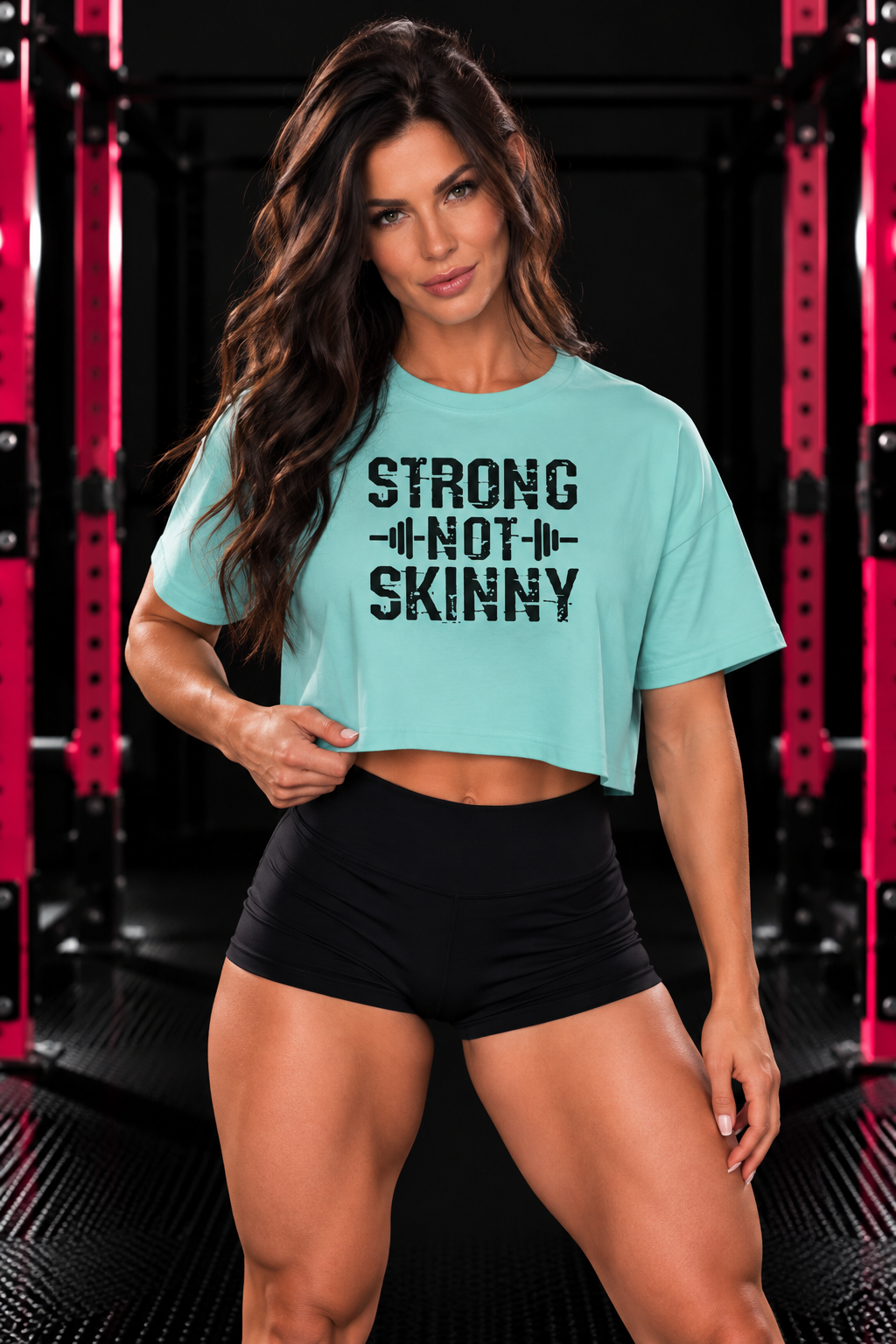 Strong Not Skinny - Women's Boxy Tee - Black Logo Front & Back